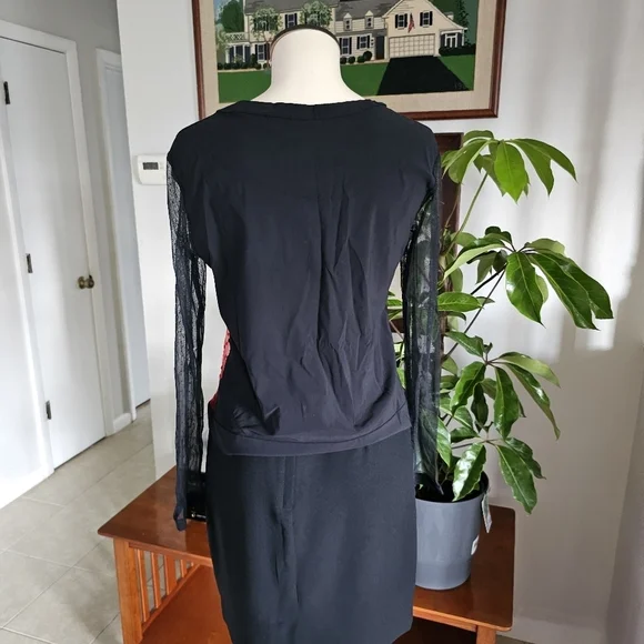 Aventures des Toiles black red polka dot whimsigoth sheer button-down shirt - Picture 4 of 12